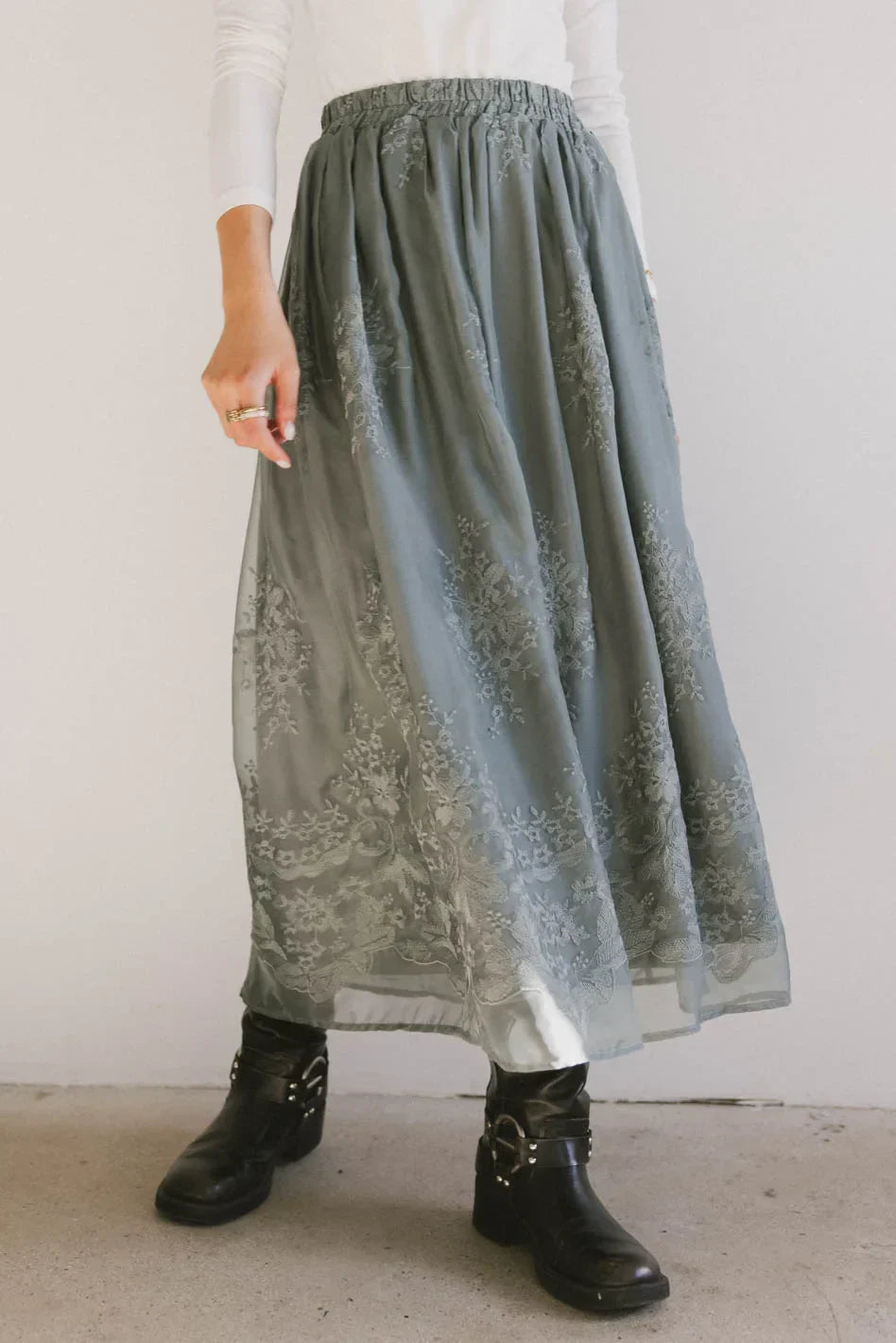 Grace Floral Tulle Skirt in Teal - FINAL SALE