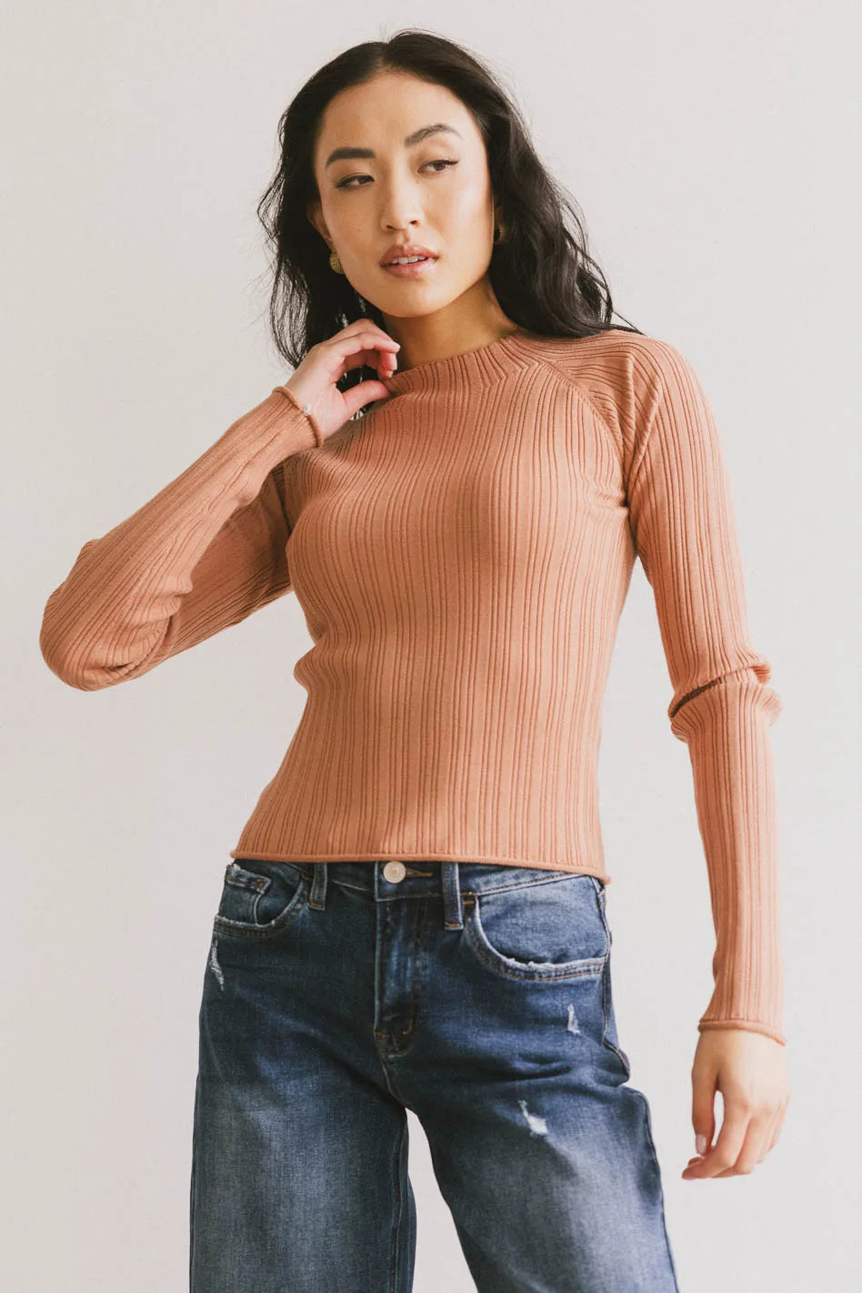 Azizi Ribbed Top in Clay - FINAL SALE