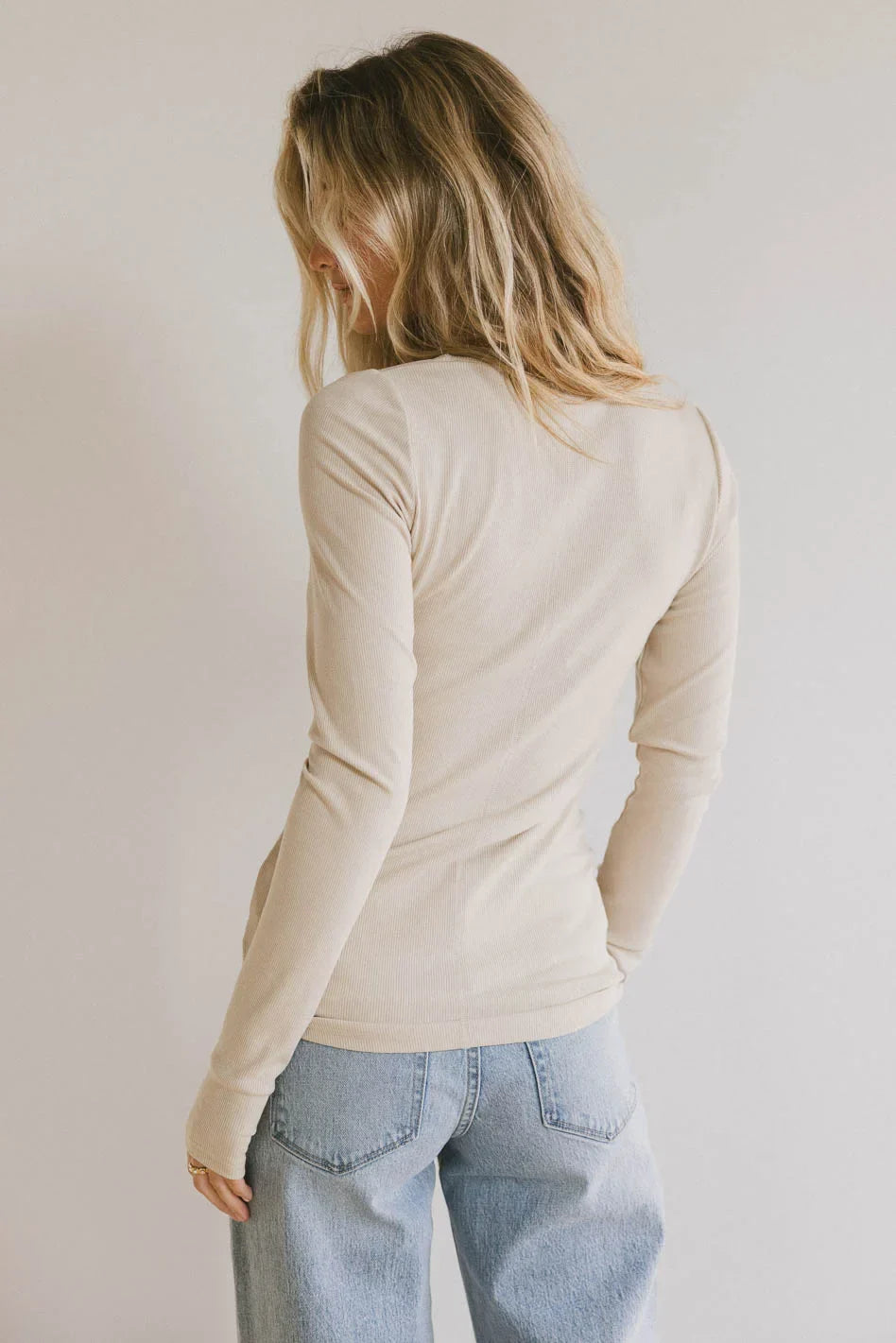 Ivanna Henley Top in Natural - FINAL SALE