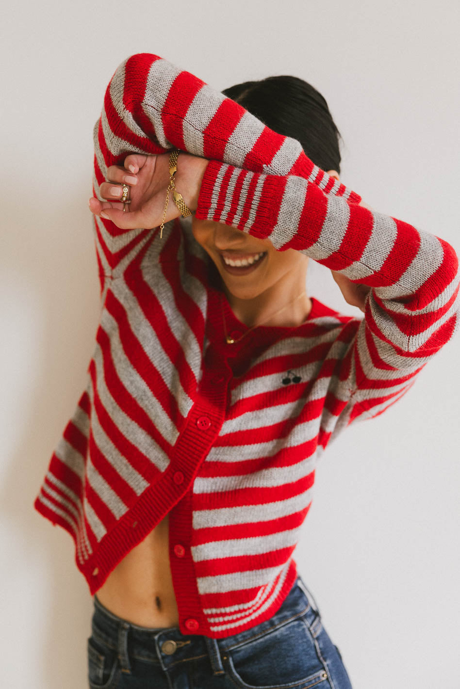 Albia Cherry Striped Cardigan - FINAL SALE