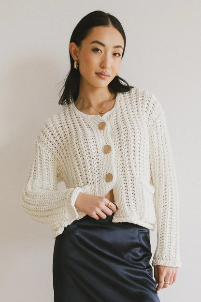 Janelle Knit Cardigan in Cream - FINAL SALE