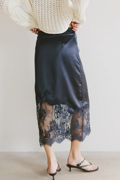 Frankie Asymmetrical Skirt in Navy - FINAL SALE