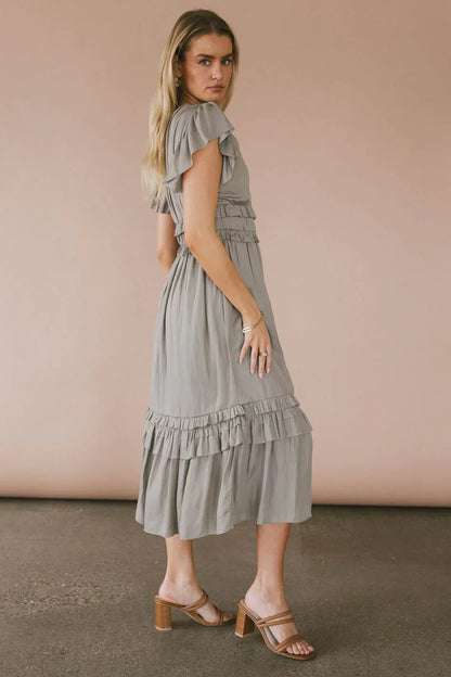 Willa Ruffle Dress in Sage - FINAL SALE
