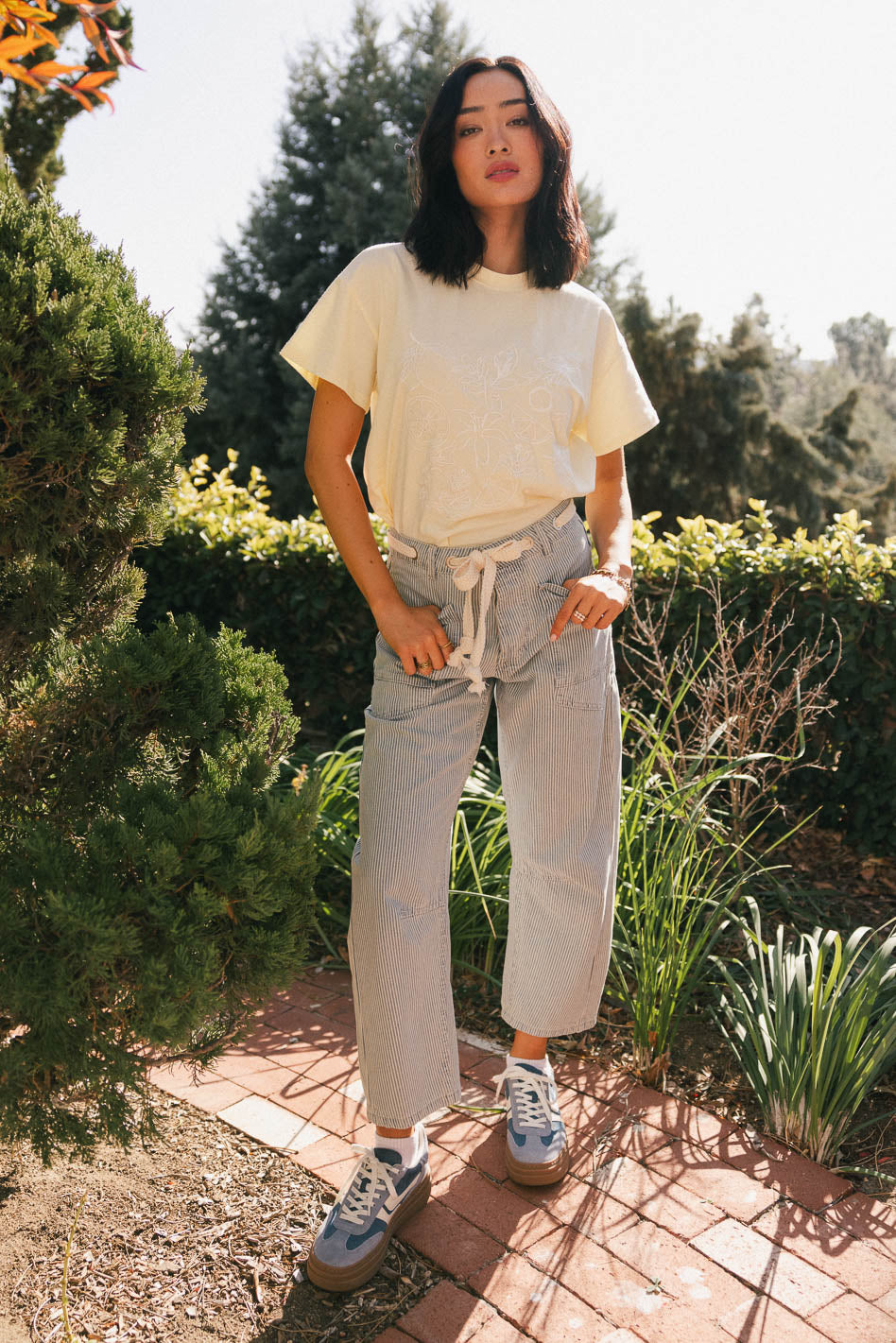Citrus Embroidered Tee in Yellow - FINAL SALE