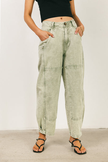 Angela Barrel Jeans in Olive - FINAL SALE