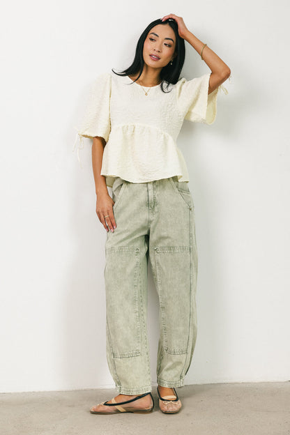 Angela Barrel Jeans in Olive - FINAL SALE