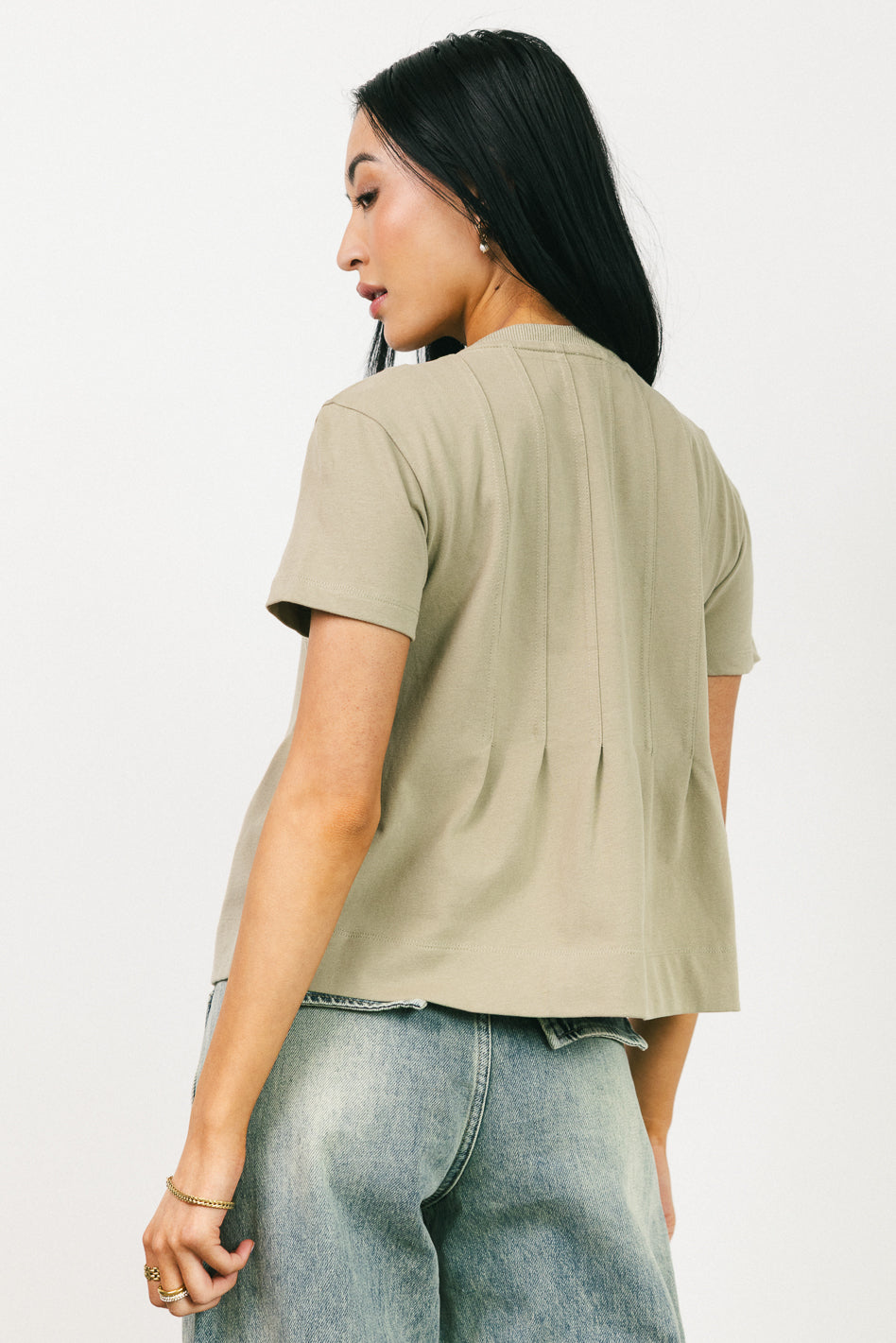 Cattelain Pleated Top in Olive - FINAL SALE