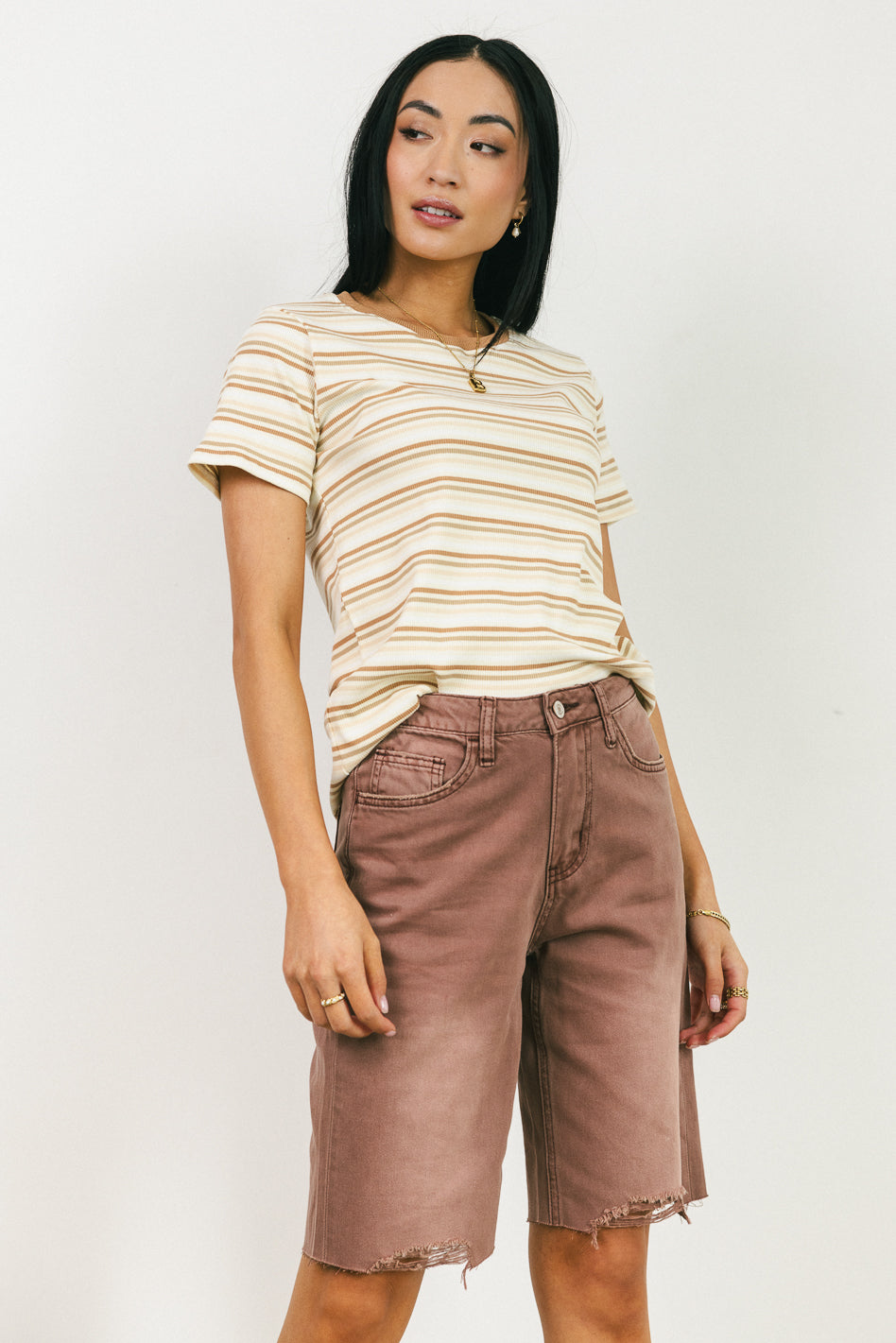 Marlene Denim Shorts in Mauve - FINAL SALE