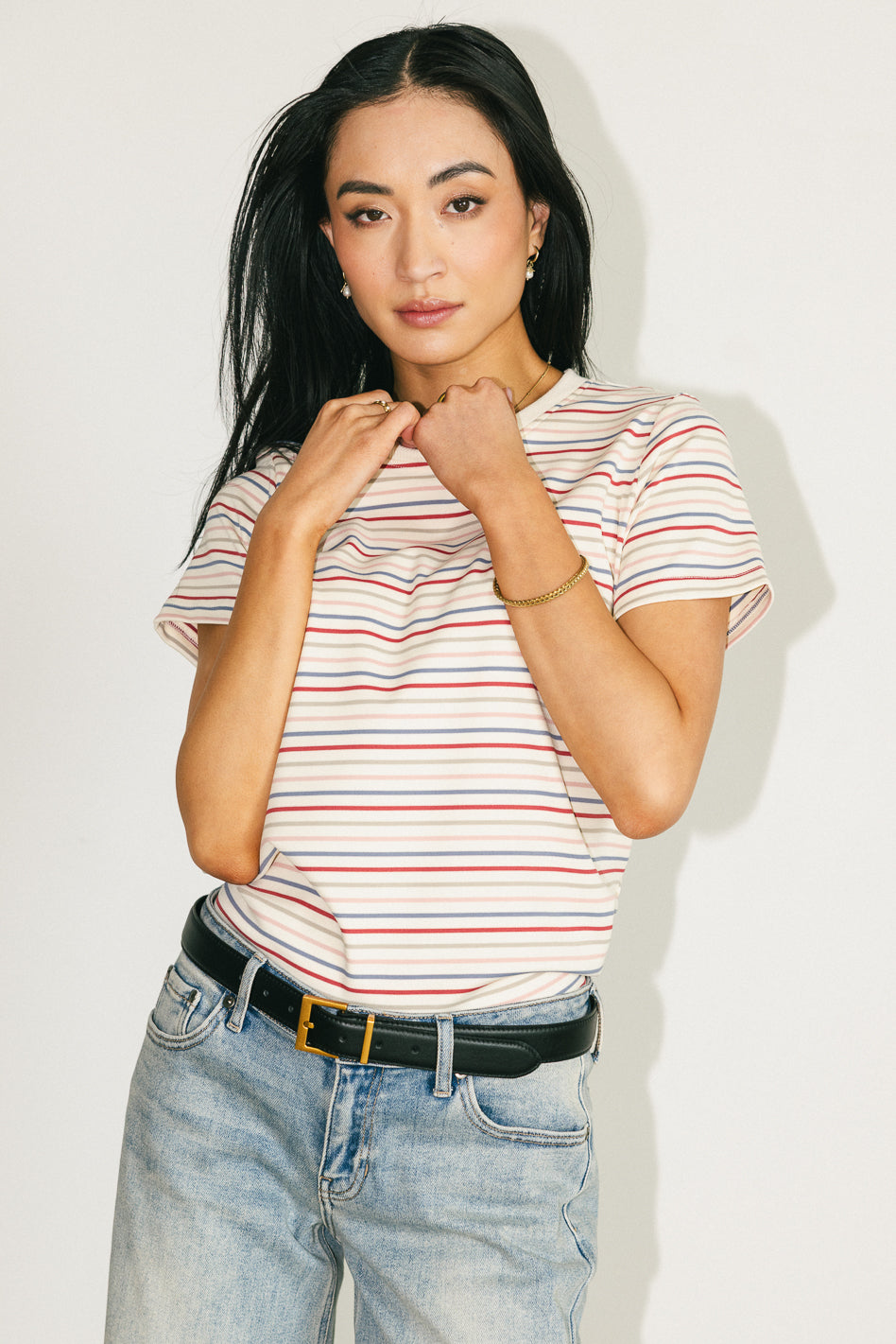 Christopher Striped Tee in Multi - FINAL SALE