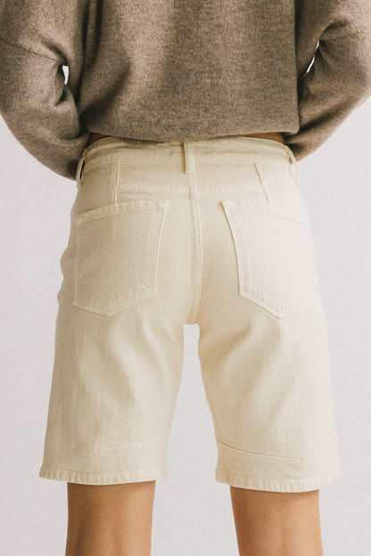 Layla Denim Shorts in Ivory - FINAL SALE