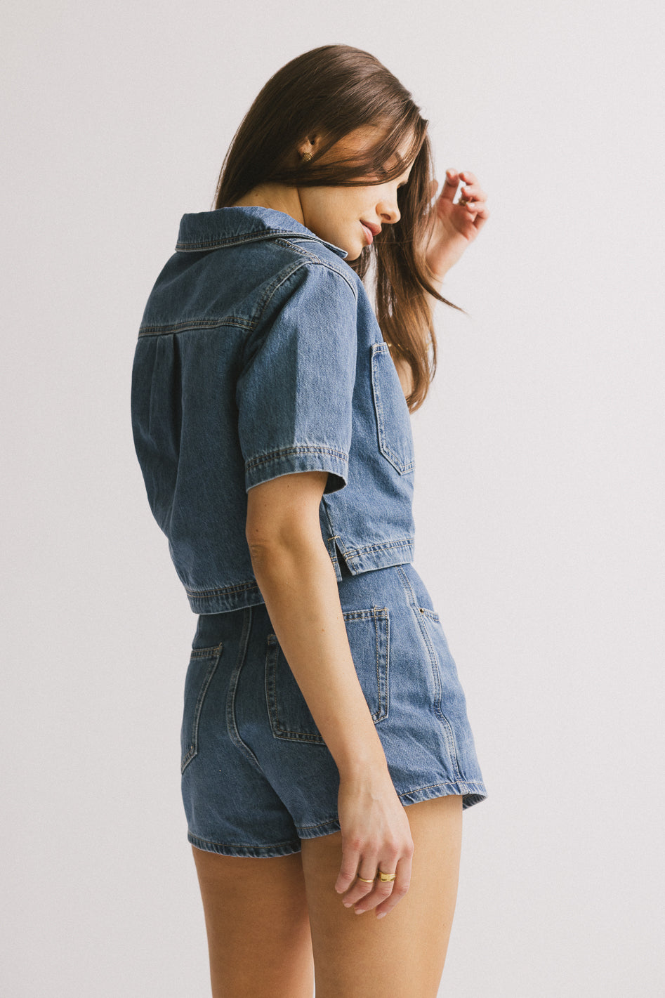Gretta Collared Denim Top - FINAL SALE