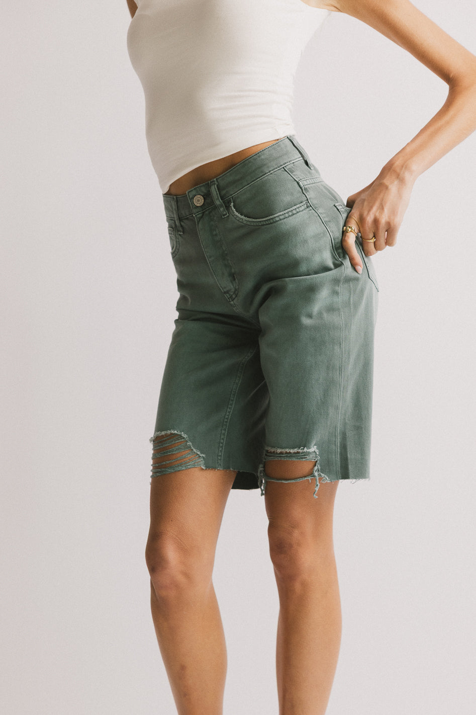 Marlene Denim Shorts in Teal - FINAL SALE