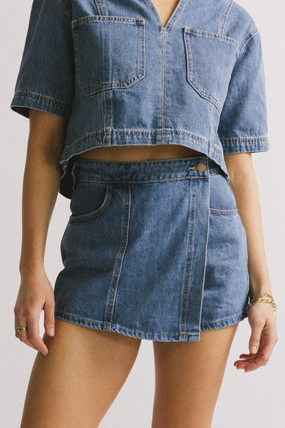 Rhia Denim Mini Skort - FINAL SALE