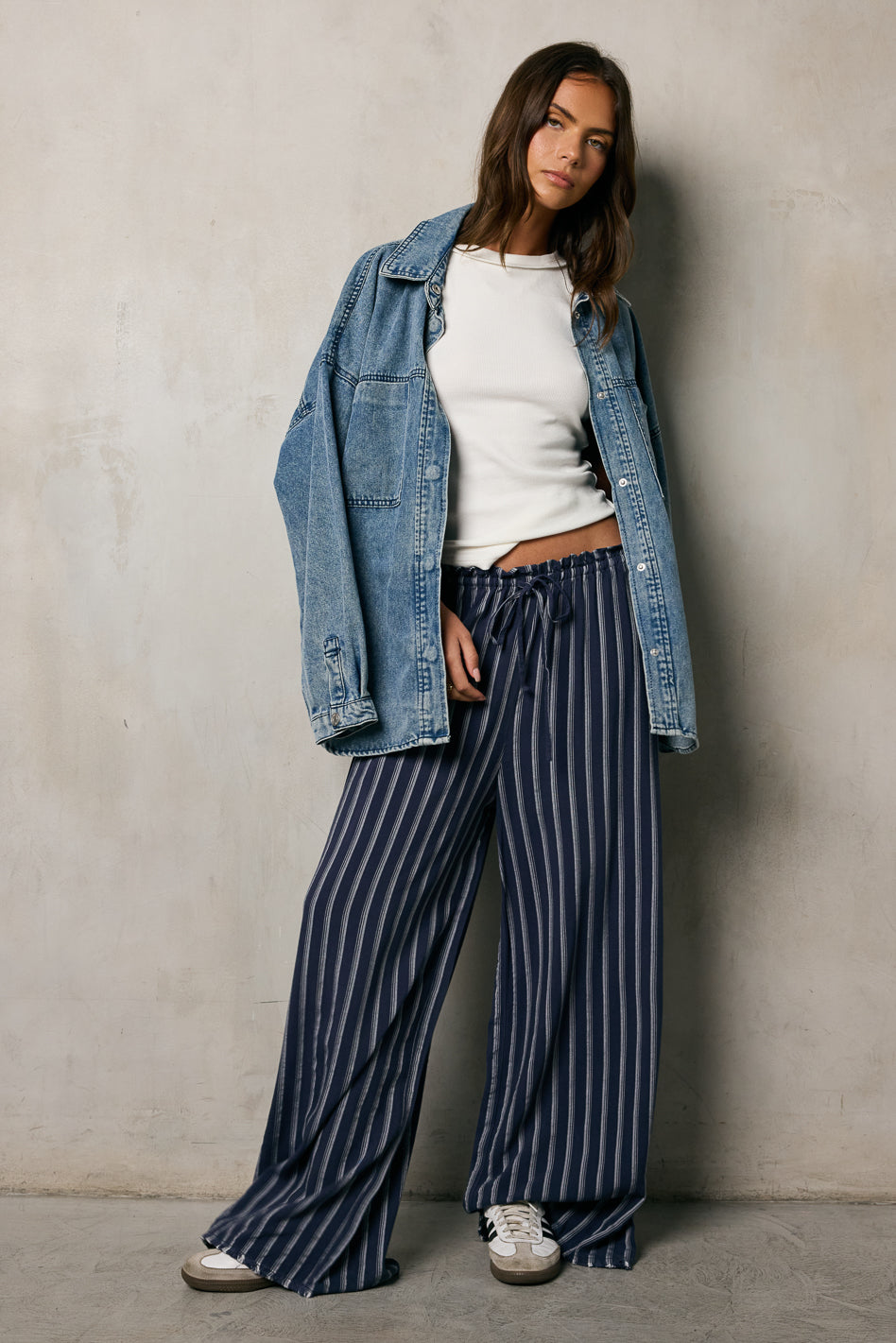 Ronan Striped Pants in Navy - FINAL SALE