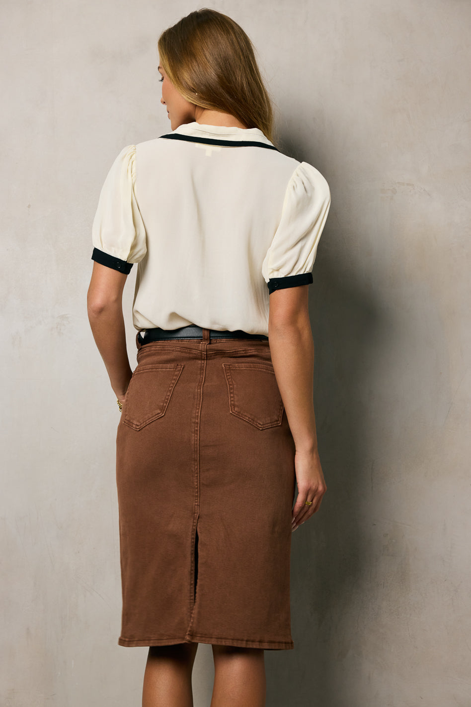 Jordan Denim Skirt in Brown - FINAL SALE