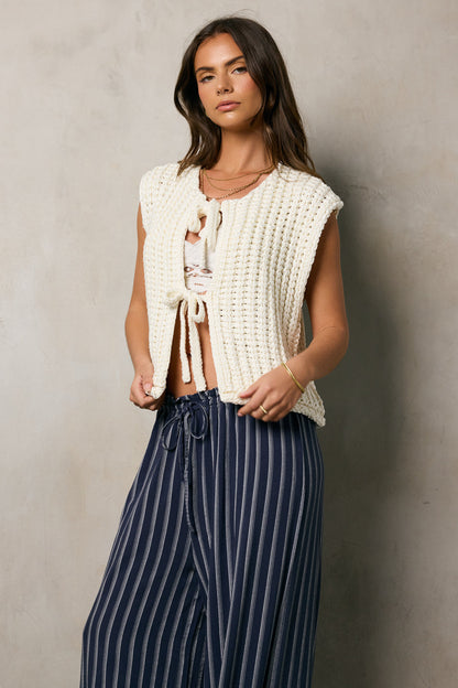 Brea Knit Vest in Cream - FINAL SALE