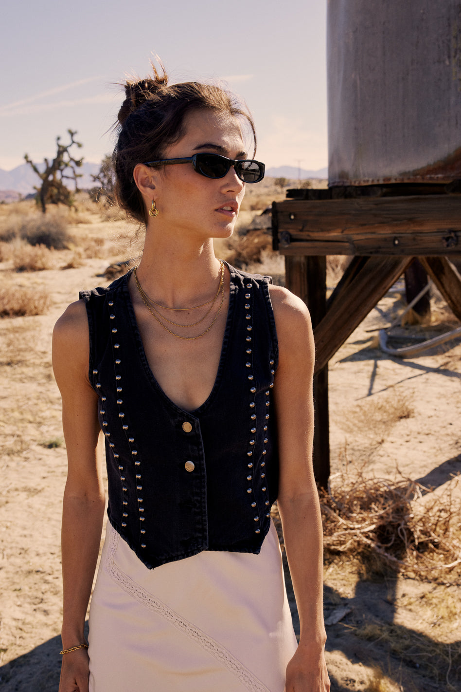 Shiloh Studded Vest in Black - FINAL SALE