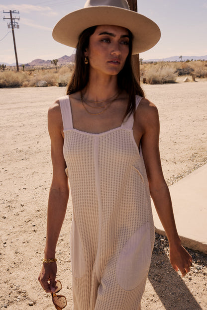 Addey Knit Overalls in Cream - FINAL SALE