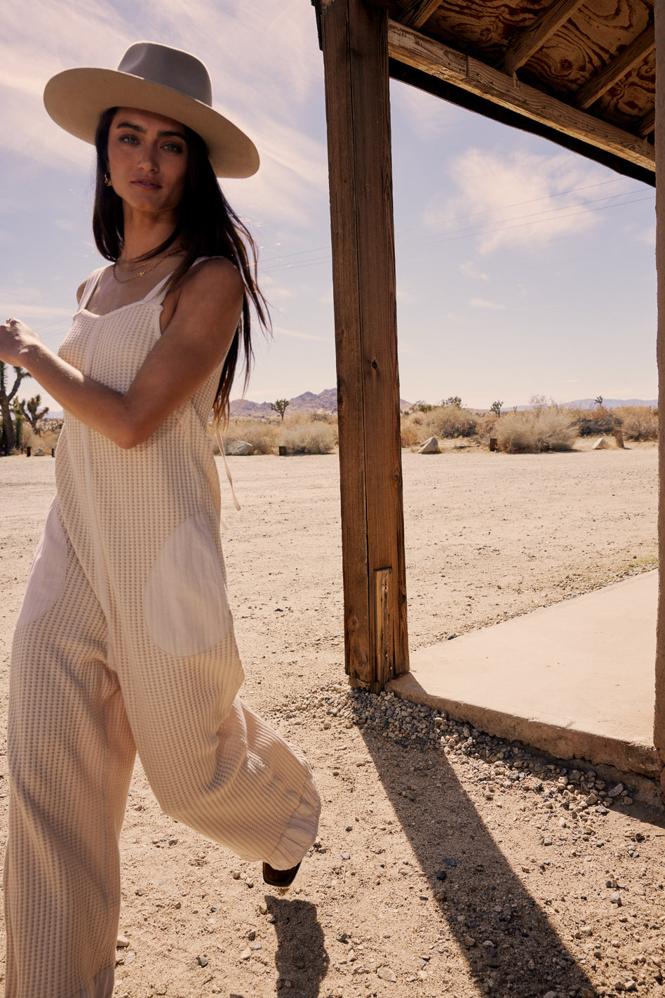 Addey Knit Overalls in Cream - FINAL SALE