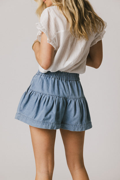 Harpa Tiered Mini Shorts in Denim - FINAL SALE