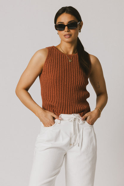 Riley Ribbed Top in Clay - FINAL SALE
