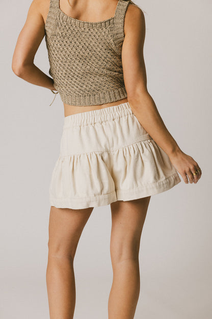 Harpa Tiered Mini Shorts in Oatmeal - FINAL SALE