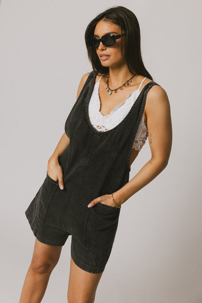 Scottie Denim Overalls in Black - FINAL SALE