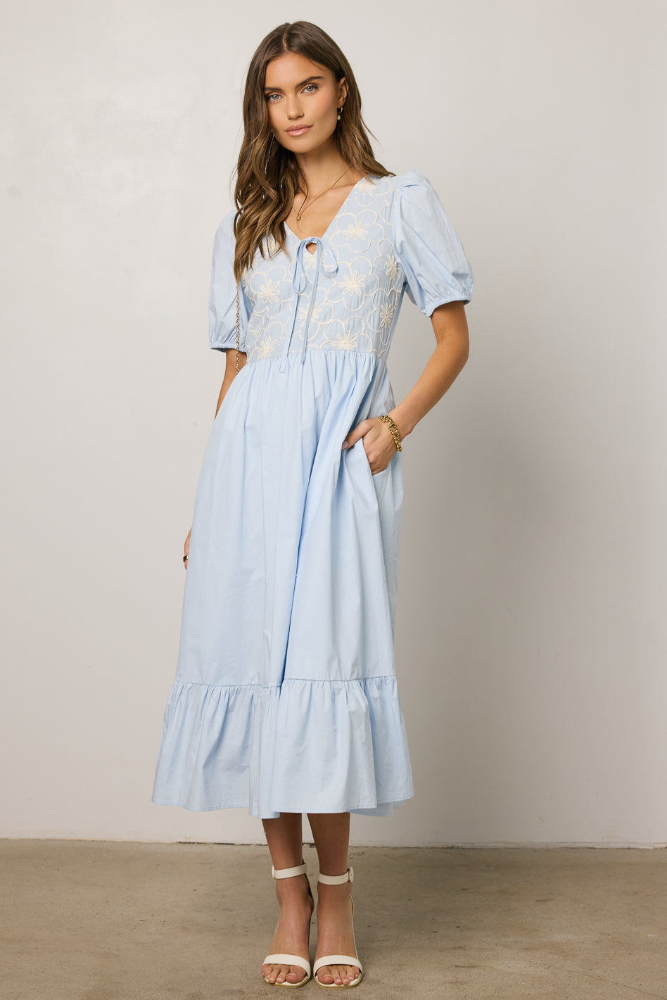 Jozette Floral Midi Dress in Blue - FINAL SALE