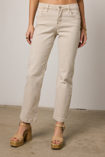 Nyla Straight Leg Jeans in Beige - FINAL SALE