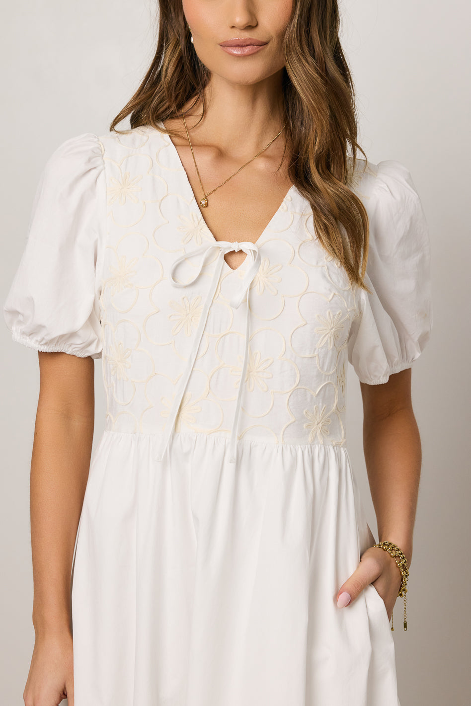Jozette Floral Midi Dress in Off White - FINAL SALE