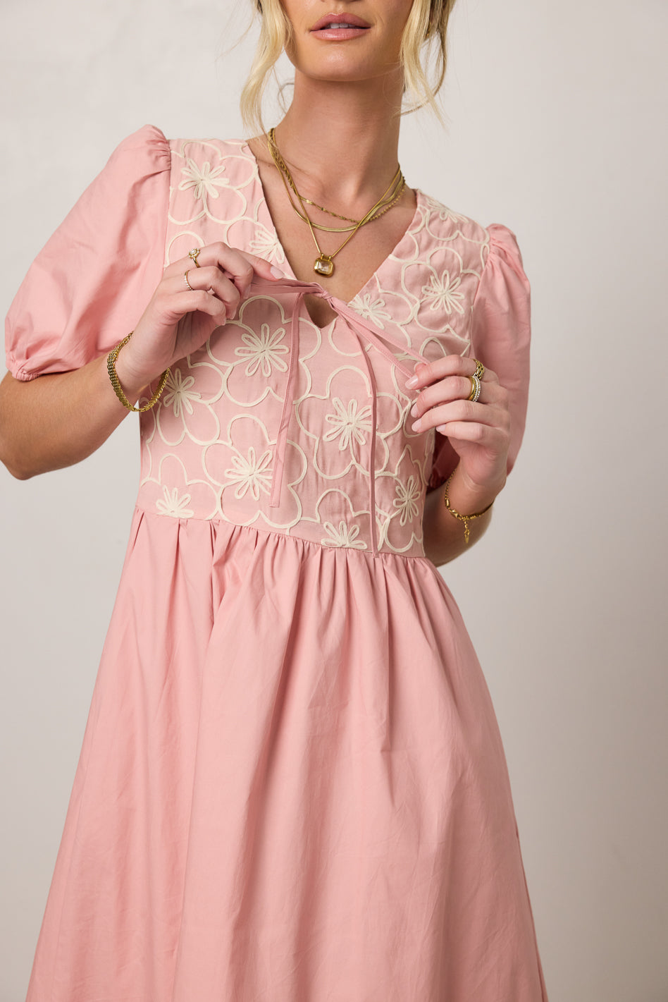 Jozette Floral Midi Dress in Pink - FINAL SALE