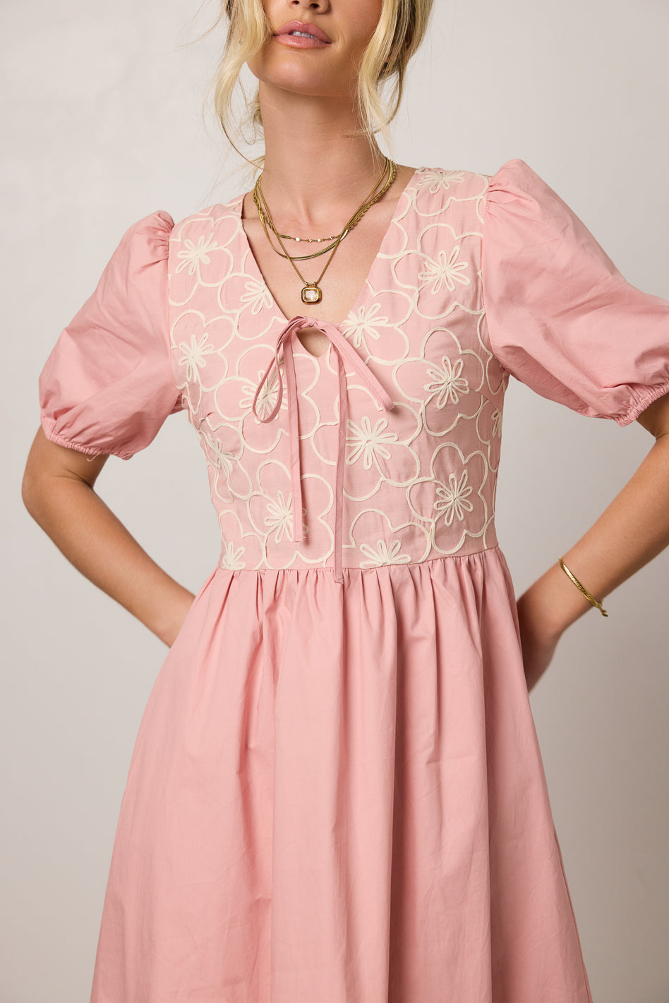 Jozette Floral Midi Dress in Pink - FINAL SALE