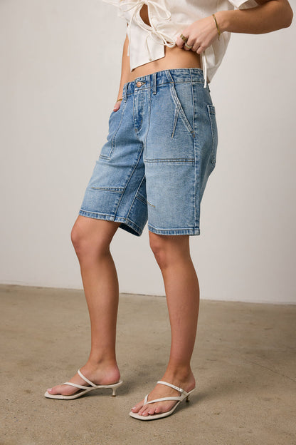 Ally Mid Rise Denim Shorts in Medium Wash - FINAL SALE