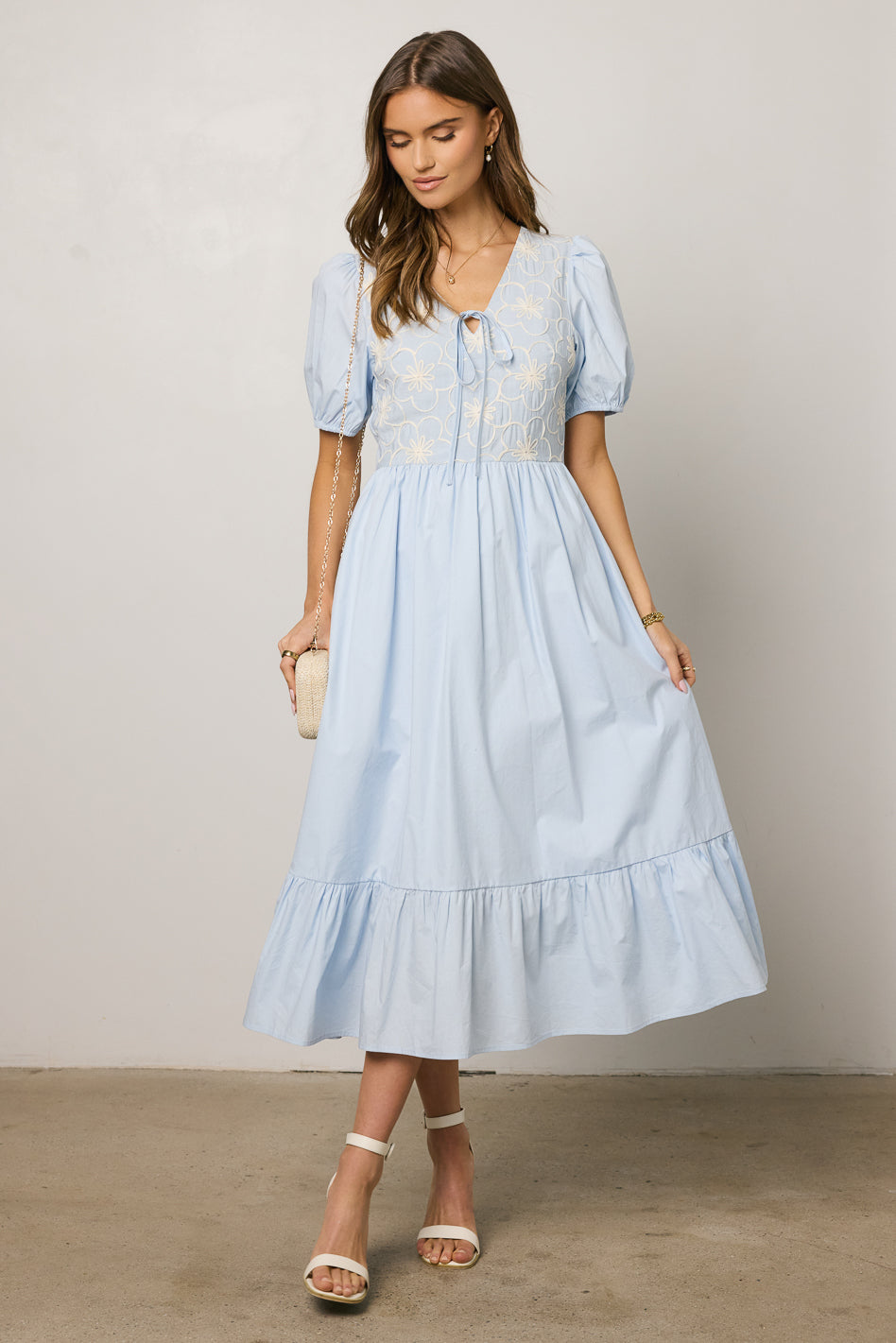 Jozette Floral Midi Dress in Blue - FINAL SALE