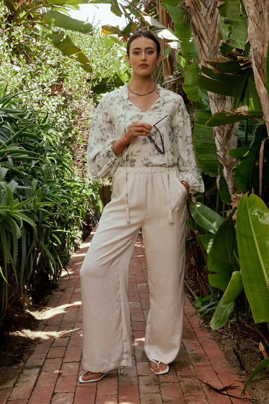 Maya Wide Leg Pants in Ecru - FINAL SALE