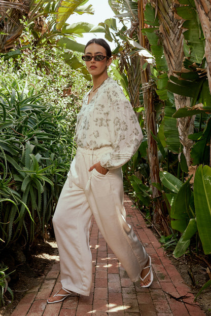Maya Wide Leg Pants in Ecru - FINAL SALE