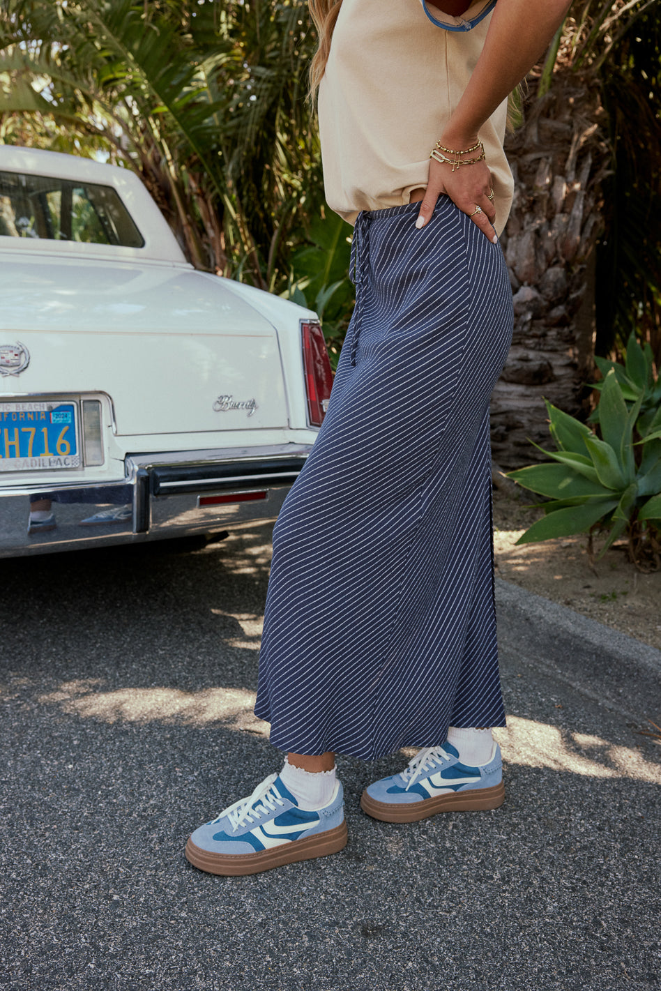 Rayne Striped Maxi Skirt in Navy - FINAL SALE