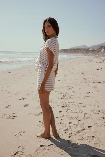 Jessie Striped Shorts in Taupe - FINAL SALE