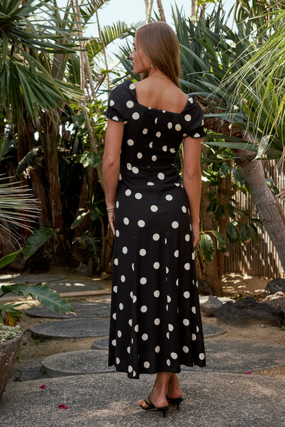 Marlow Polka Dot Maxi Dress In Black - FINAL SALE