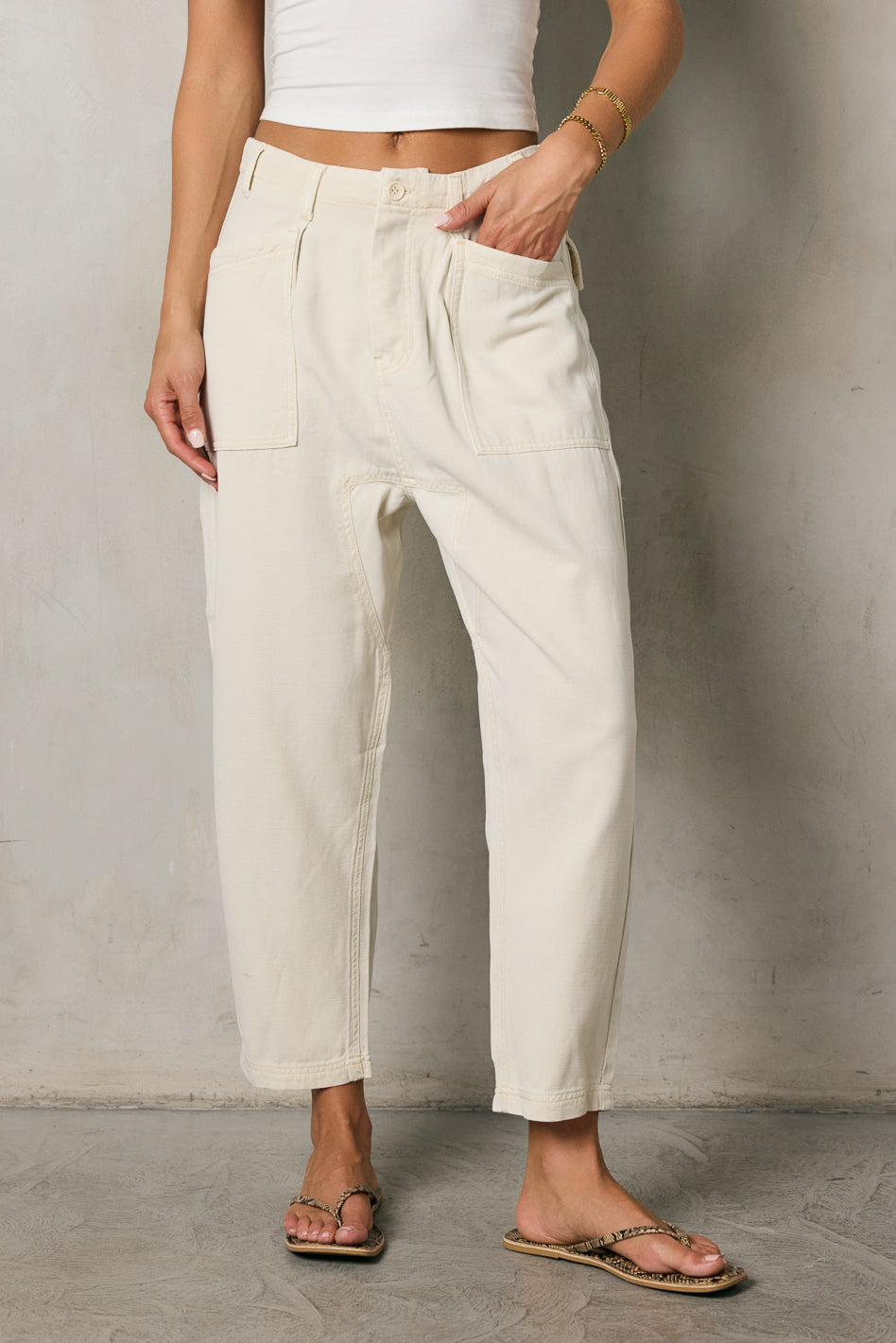 Rosie Tencel Loose Pants in Beige - FINAL SALE