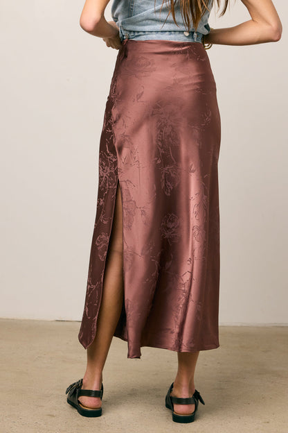 Ellie Floral Maxi Skirt in Brown - FINAL SALE