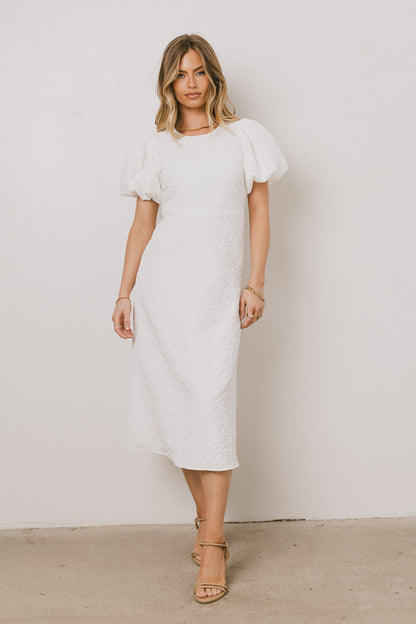 Henry Textured Midi Dress in White - FINAL SALE