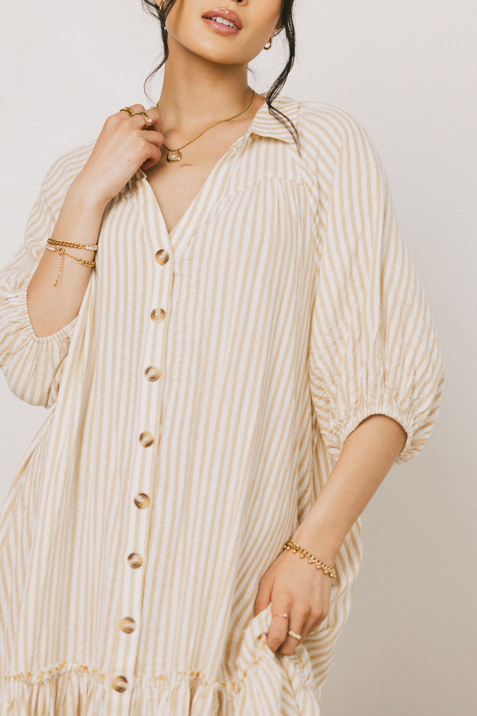 Theo Striped Midi Dress in Mustard - FINAL SALE