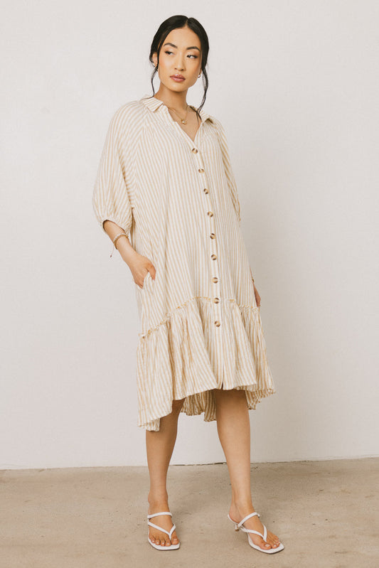 Theo Striped Midi Dress in Mustard - FINAL SALE