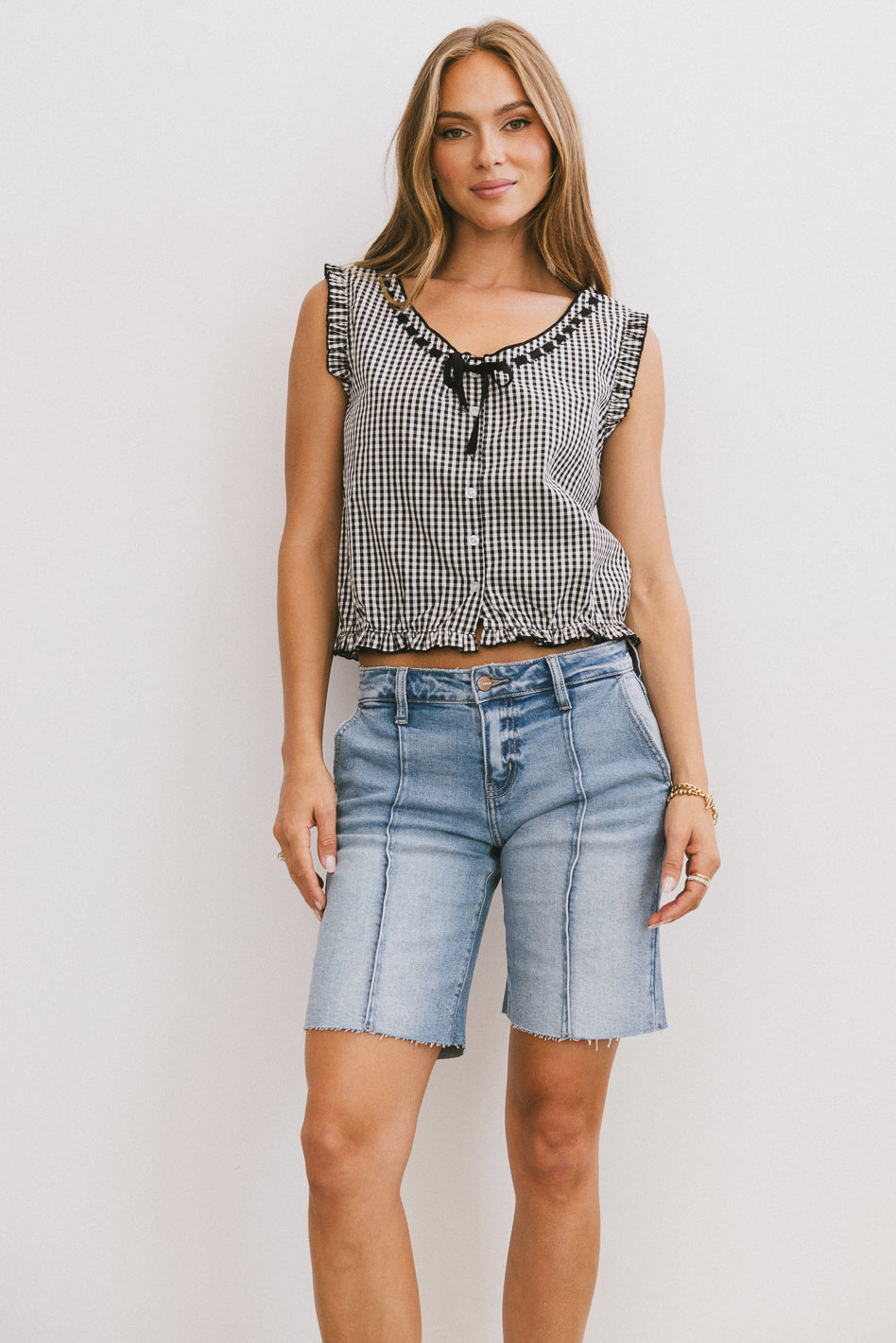 Calvin Gingham Tank in Black