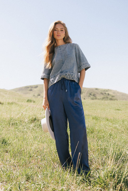 Josie Wide Leg Satin Pants - FINAL SALE