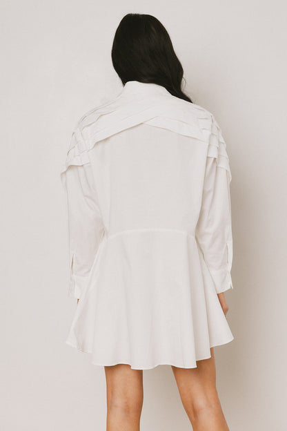 Juliet Collared Mini Dress in White - FINAL SALE