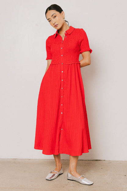 Nicole Smocked Maxi Dress in Red - FINAL SALE