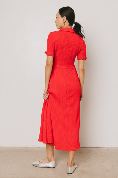 Nicole Smocked Maxi Dress in Red - FINAL SALE