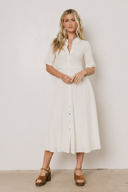 Nicole Smocked Maxi Dress in Cream - FINAL SALE
